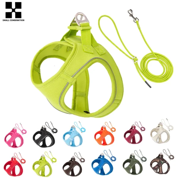Adjustable Reflective Dog Harness Leash Set