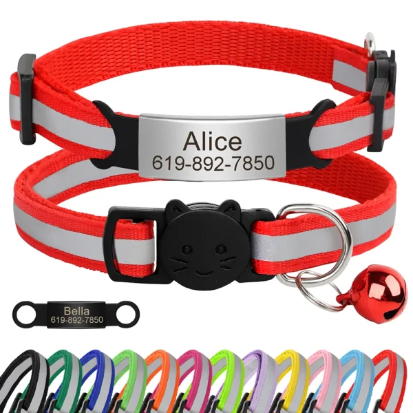 Personalized Reflective Cat Collar With Bell